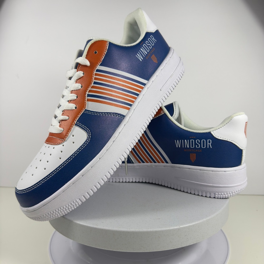 Windsor Mortgage Sneakers Men 10‎ Blue Orange Stripe Lace Up Low Top